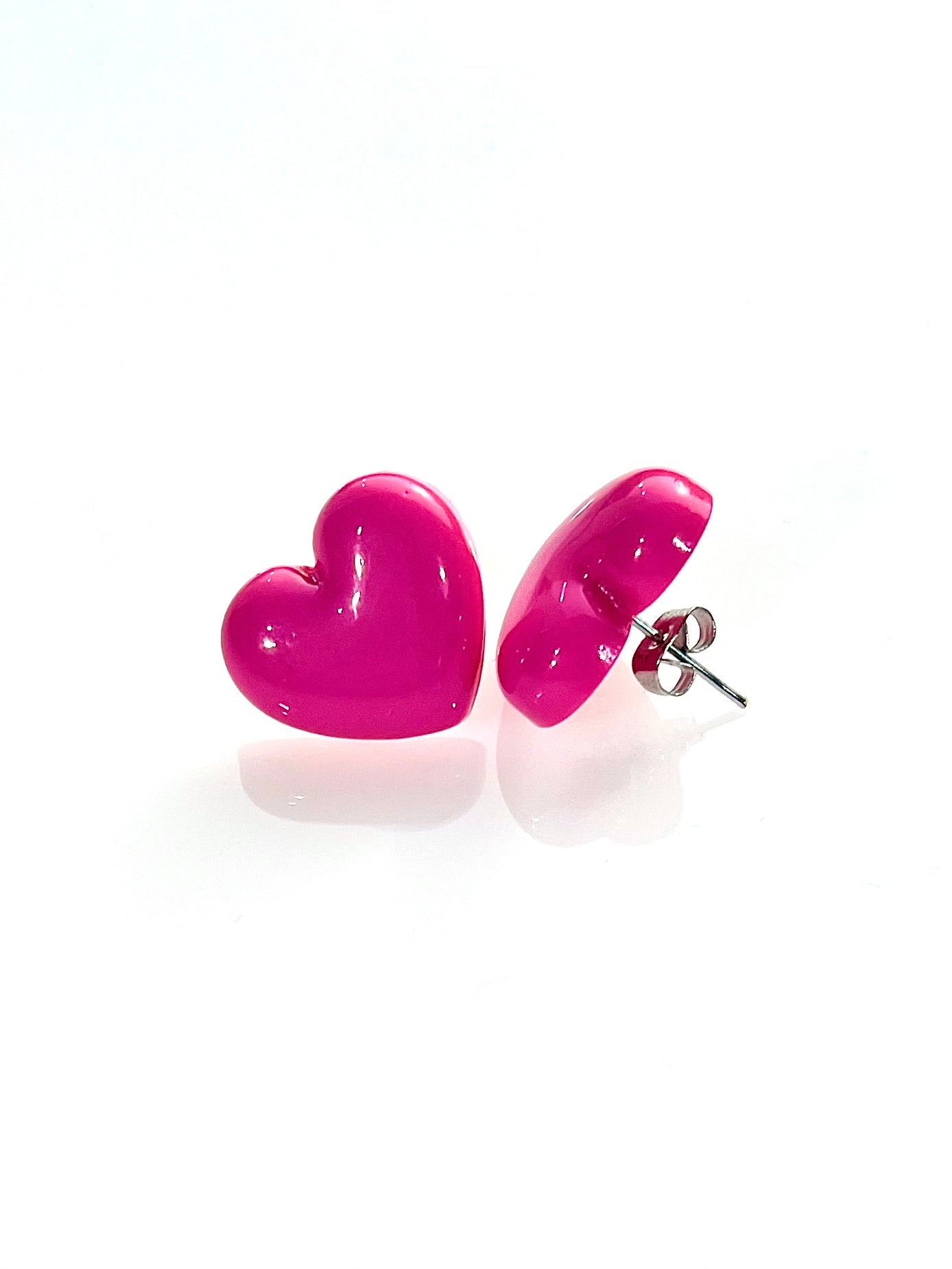 Pendientes corazón fucsia
