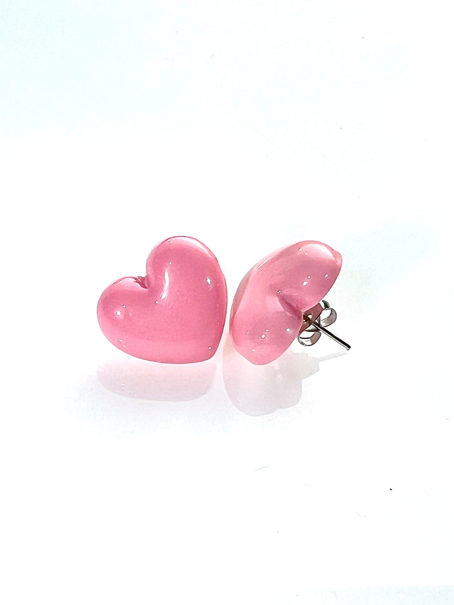 Pendientes corazón rosa