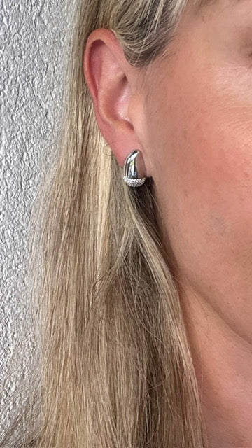 Pendientes gota pavé en rodio