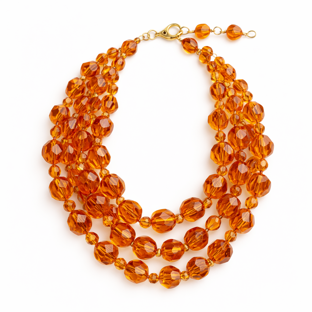 Collar 3 filas en color miel
