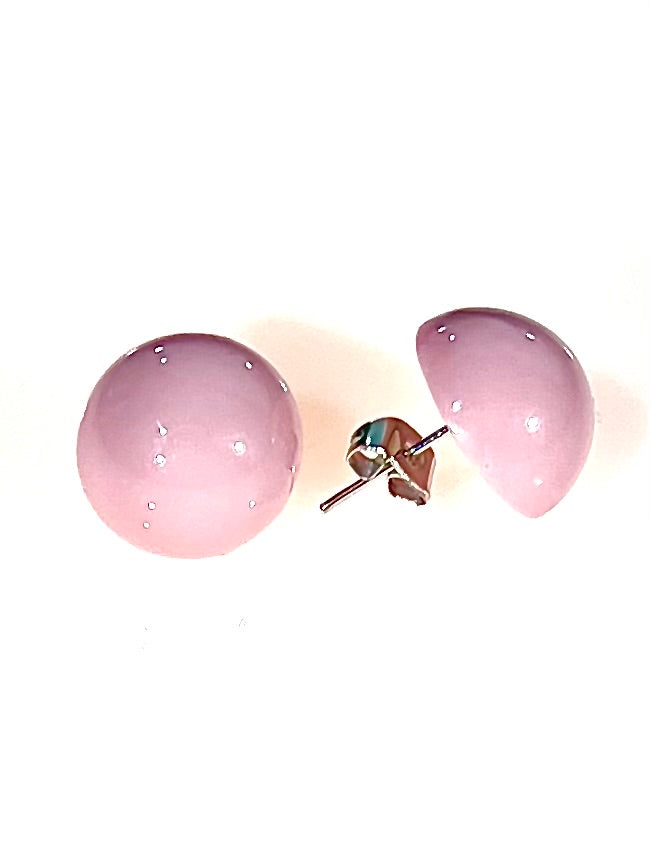 Pendientes media esfera rosa