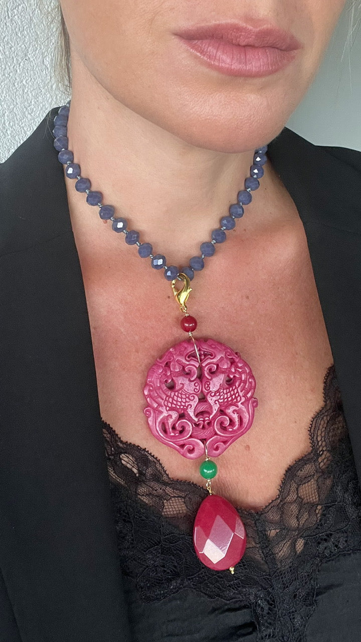 Colgante Mandala en fucsia