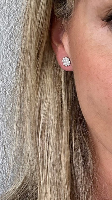 Pendientes dormilonas trébol rodio