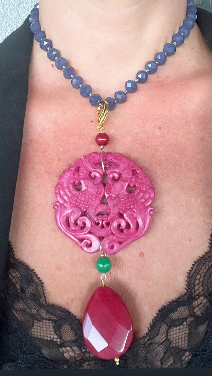 Colgante Mandala en fucsia