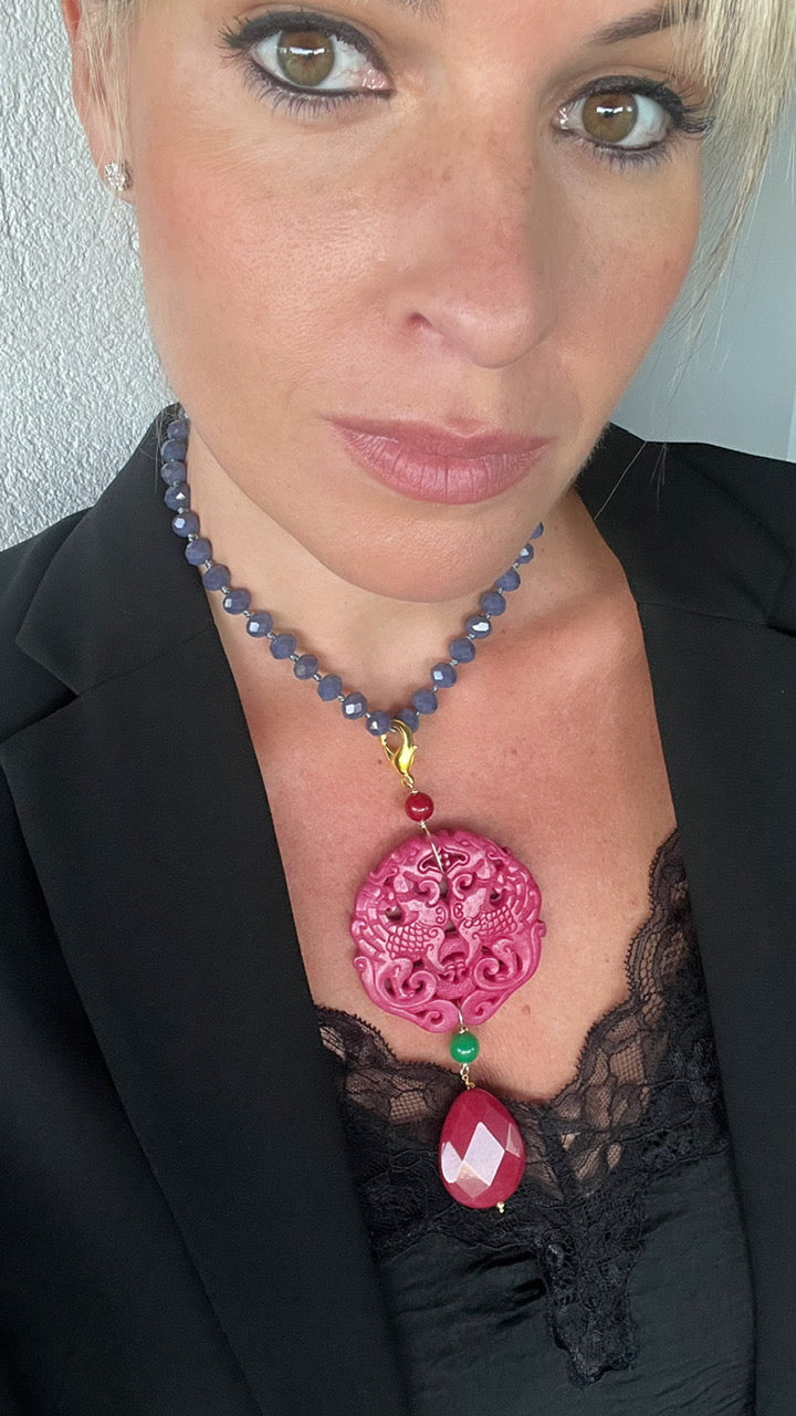 Colgante Mandala en fucsia