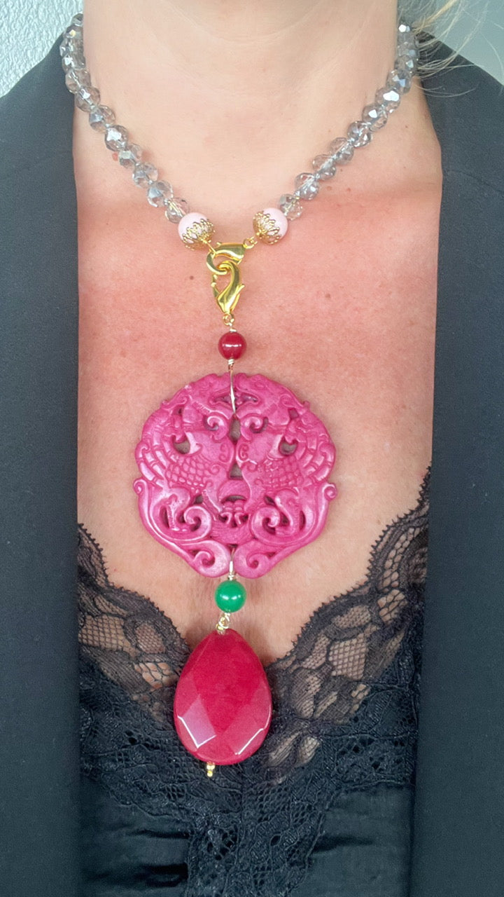 Colgante Mandala en fucsia