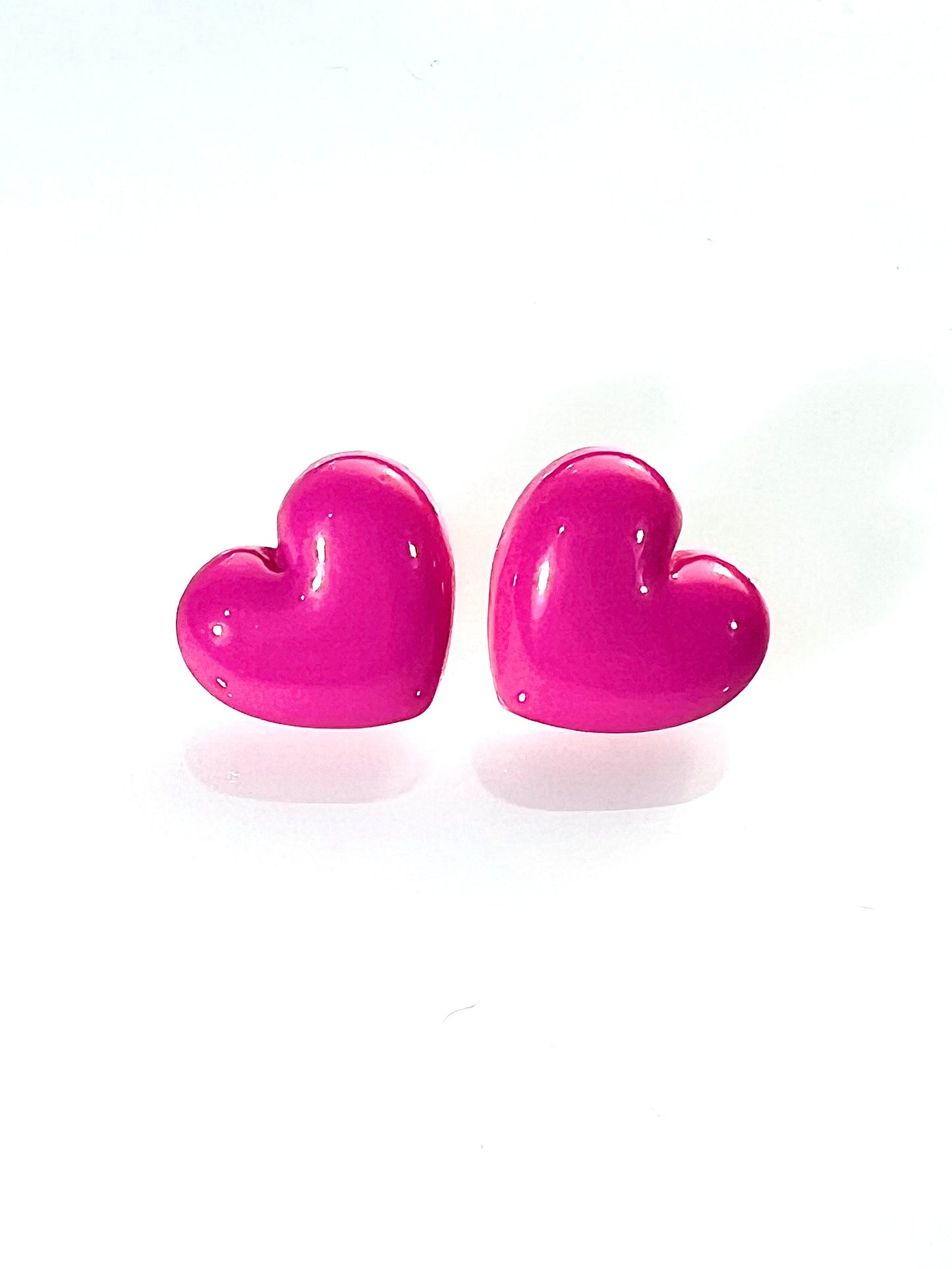 Pendientes corazón fucsia