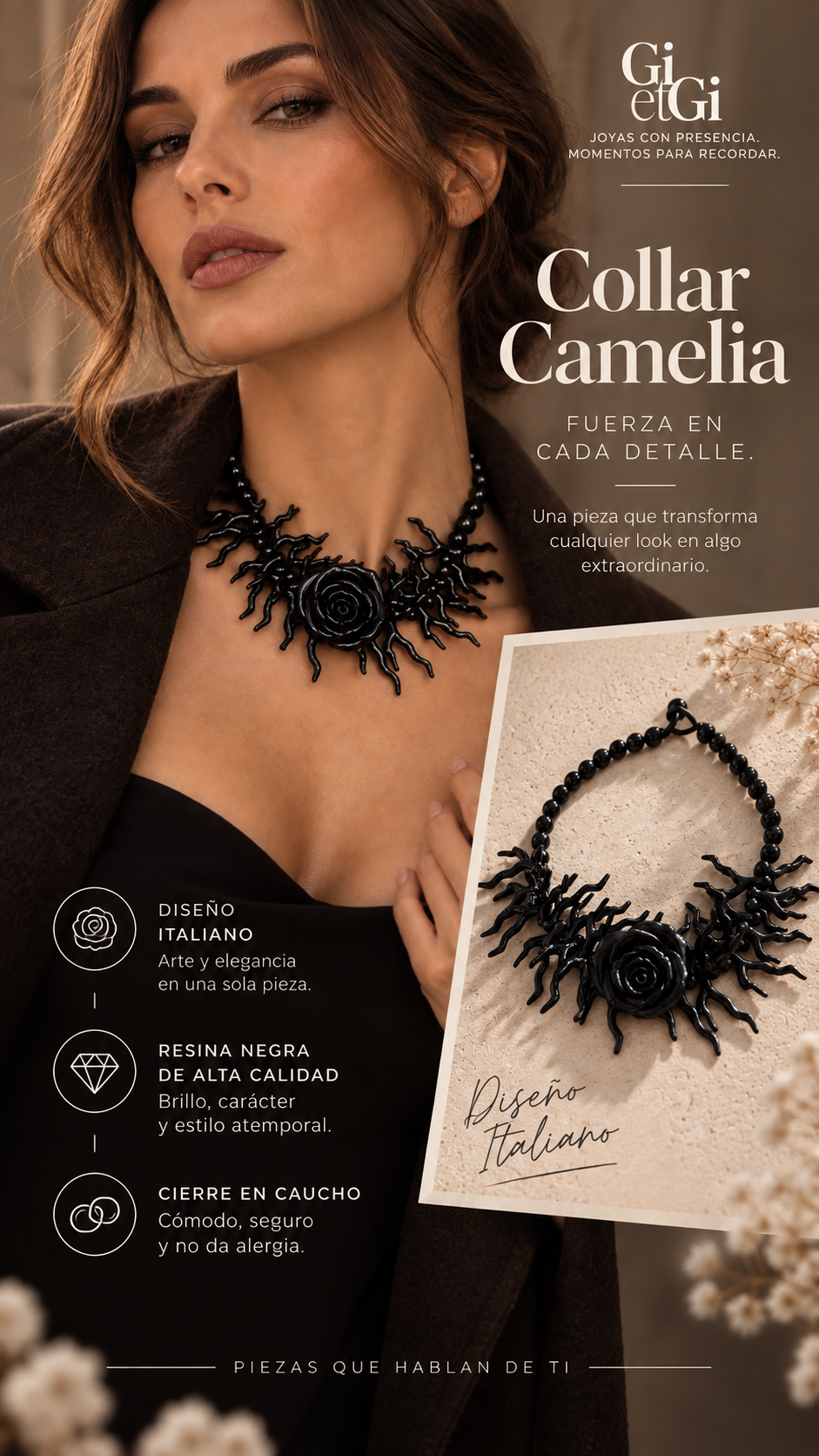 Collar Camelia Nera