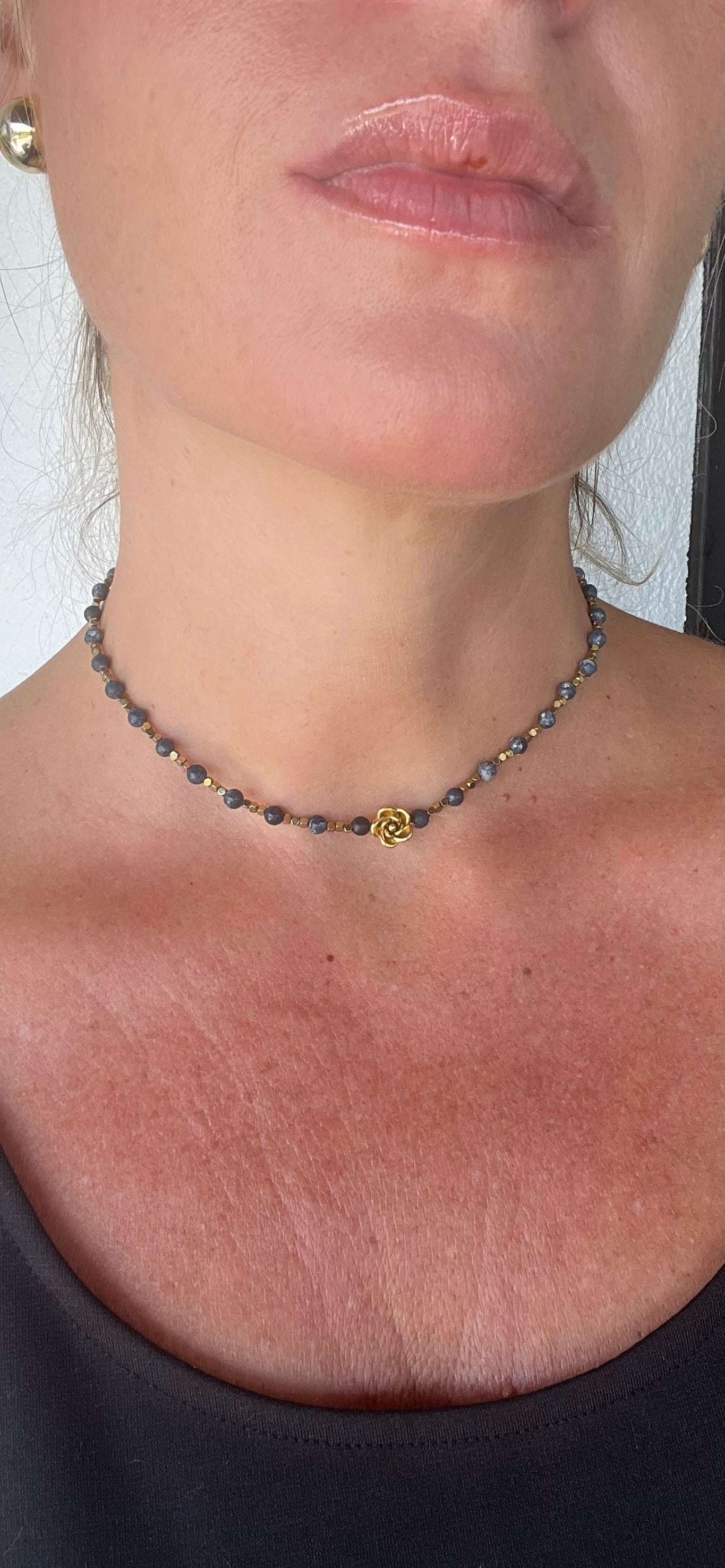 Collar Flor en turquesa