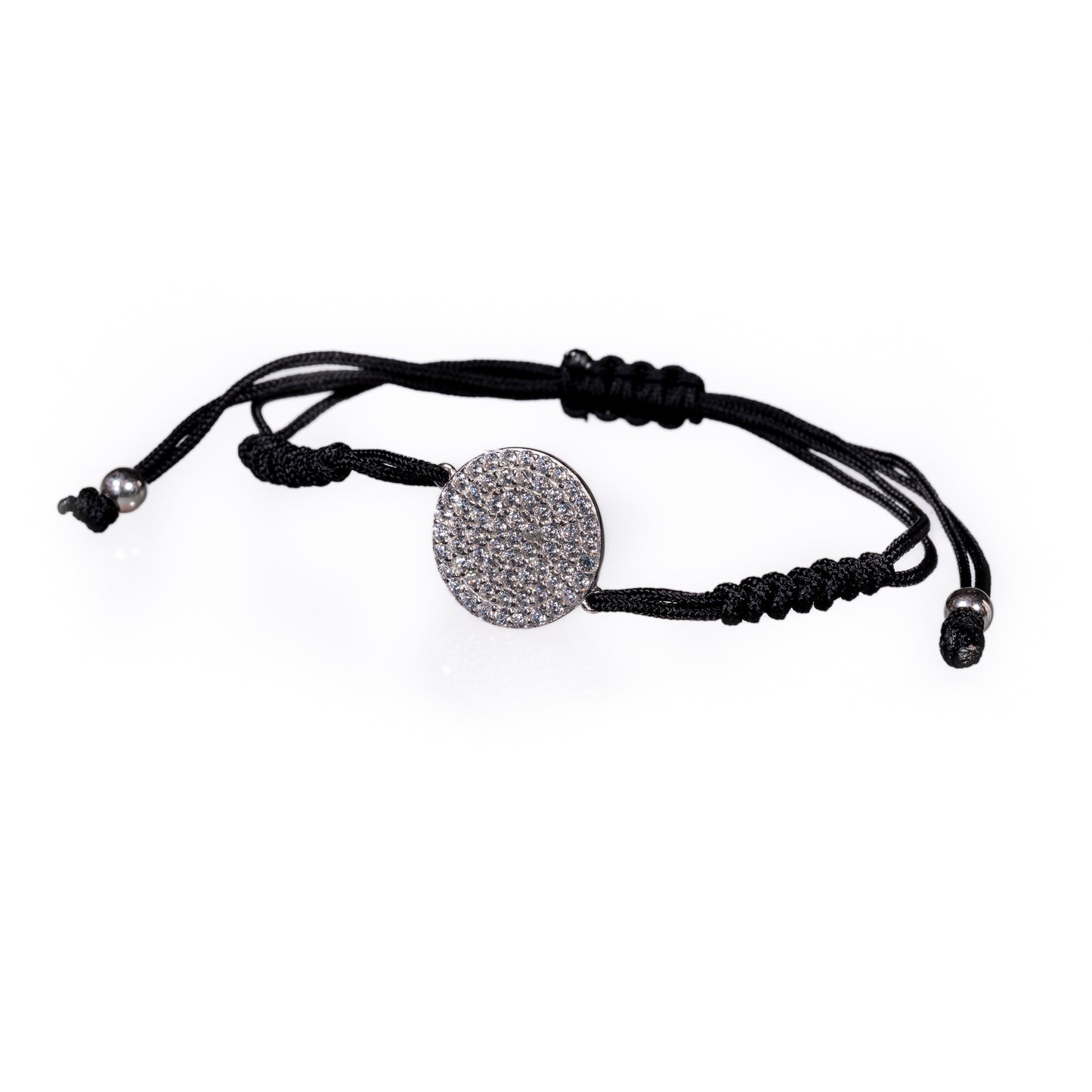 Pulsera de hilo con círculo de plata y circonitas