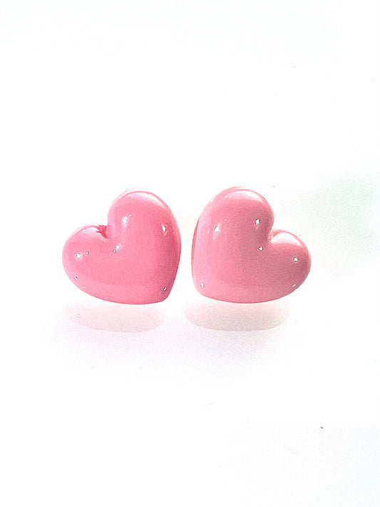 Pendientes corazón rosa