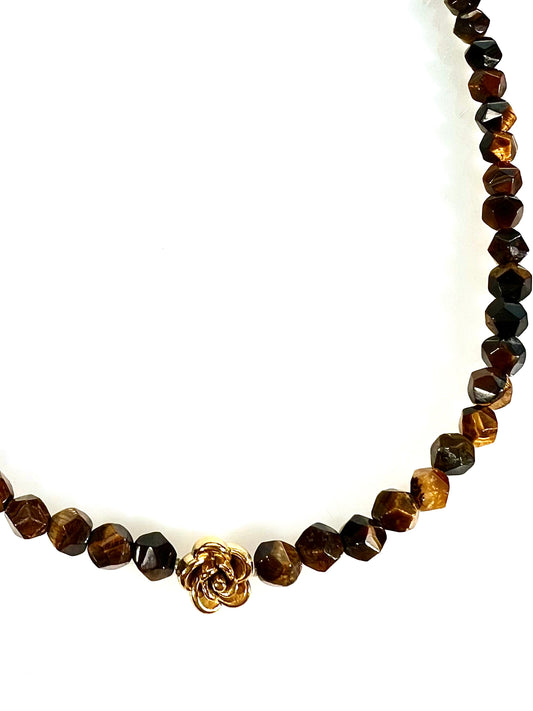 Collar Flor ojo de tigre