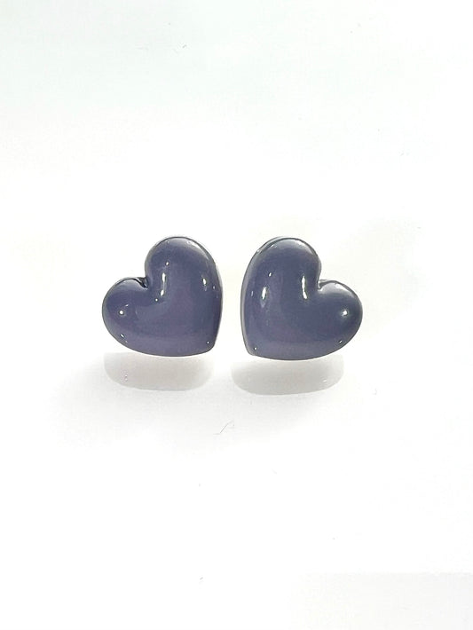 Pendientes corazón gris