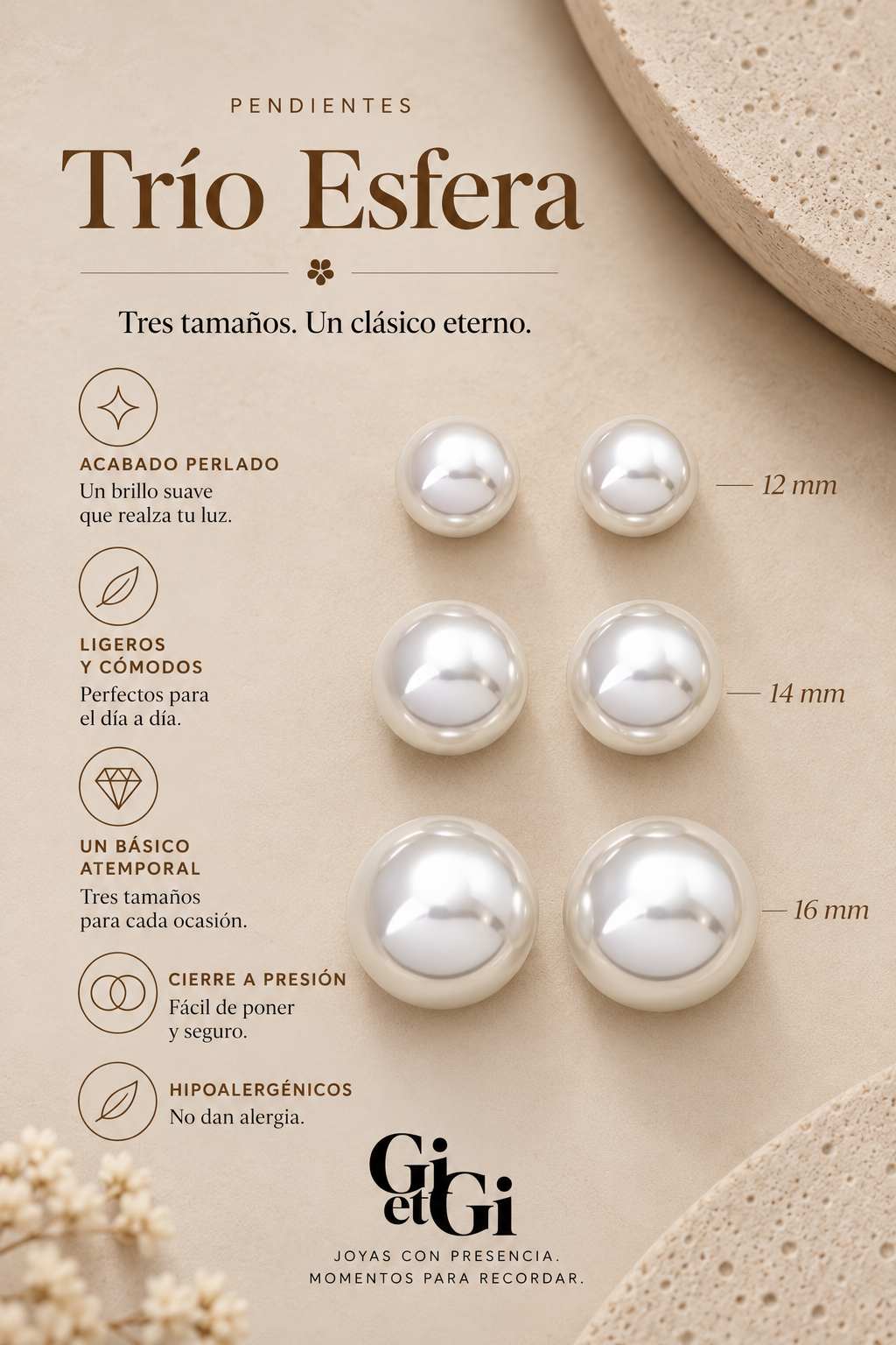 Pendientes Media Esfera Pearl 10mm