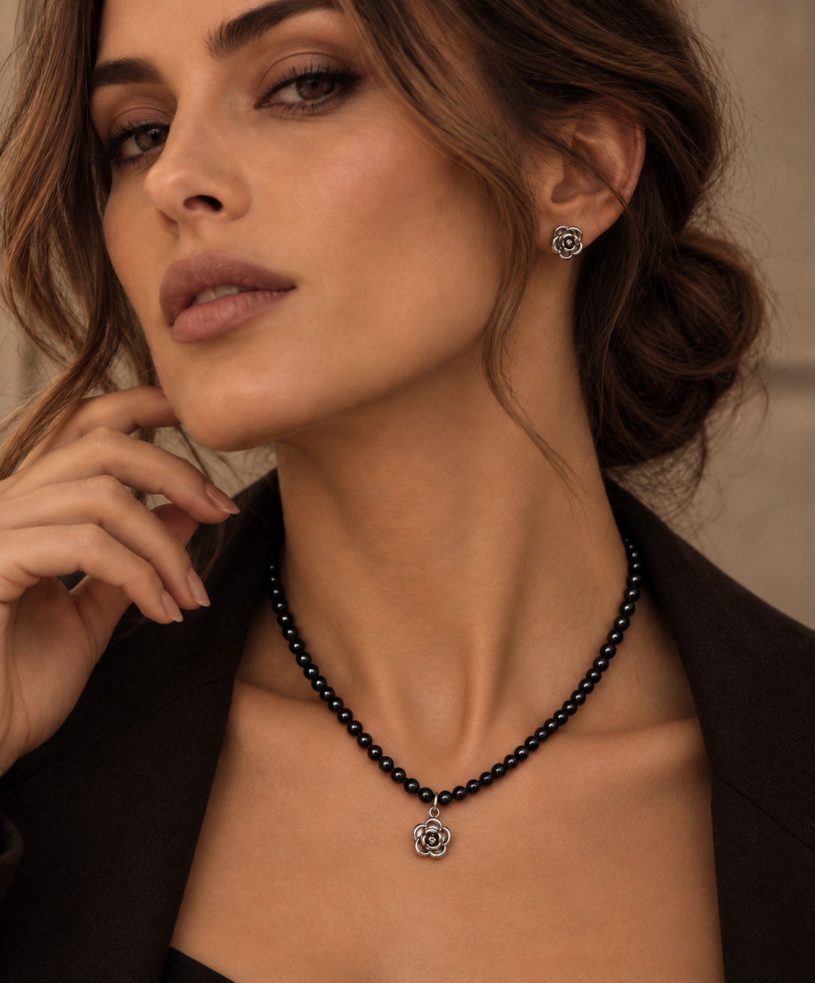 Pendientes flor en acero plata