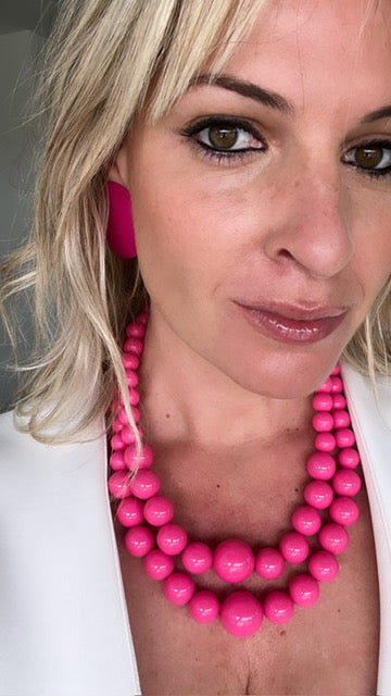 Collar doble fucsia