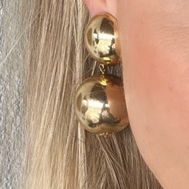 Pendientes doble esfera en oro