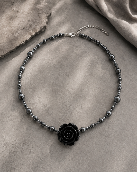Collar Flor Negra & Hematites