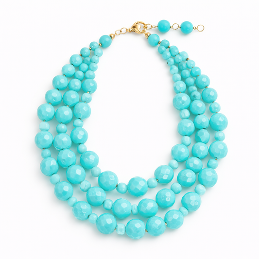 Collar 3 filas en turquesa