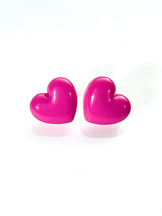Pendientes corazón fucsia