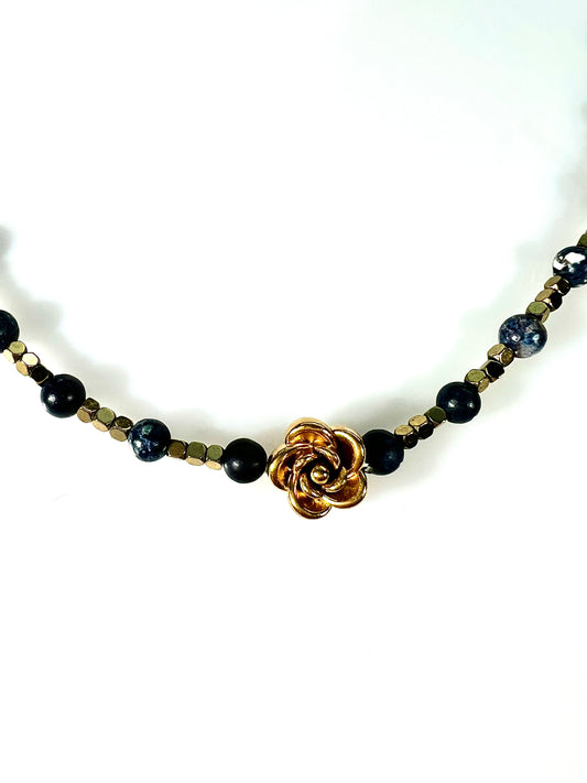 Collar Flor en turquesa