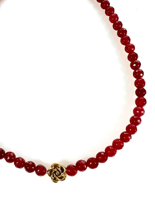 Collar Flor en rubí