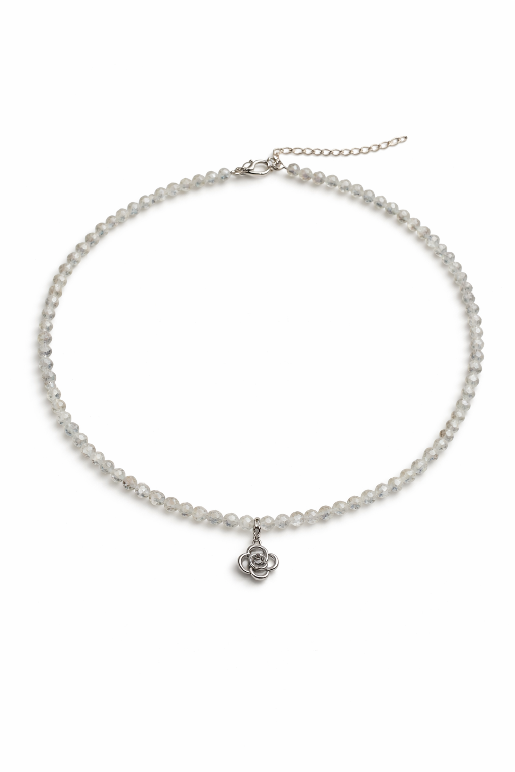 Collar flor acero y topacio