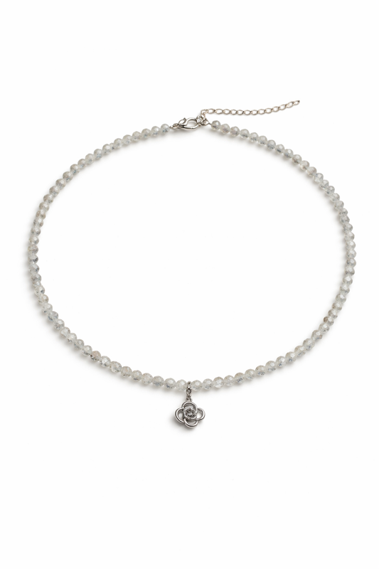 Collar flor acero y topacio