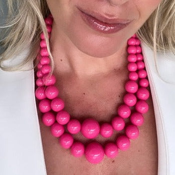 Collar doble fucsia