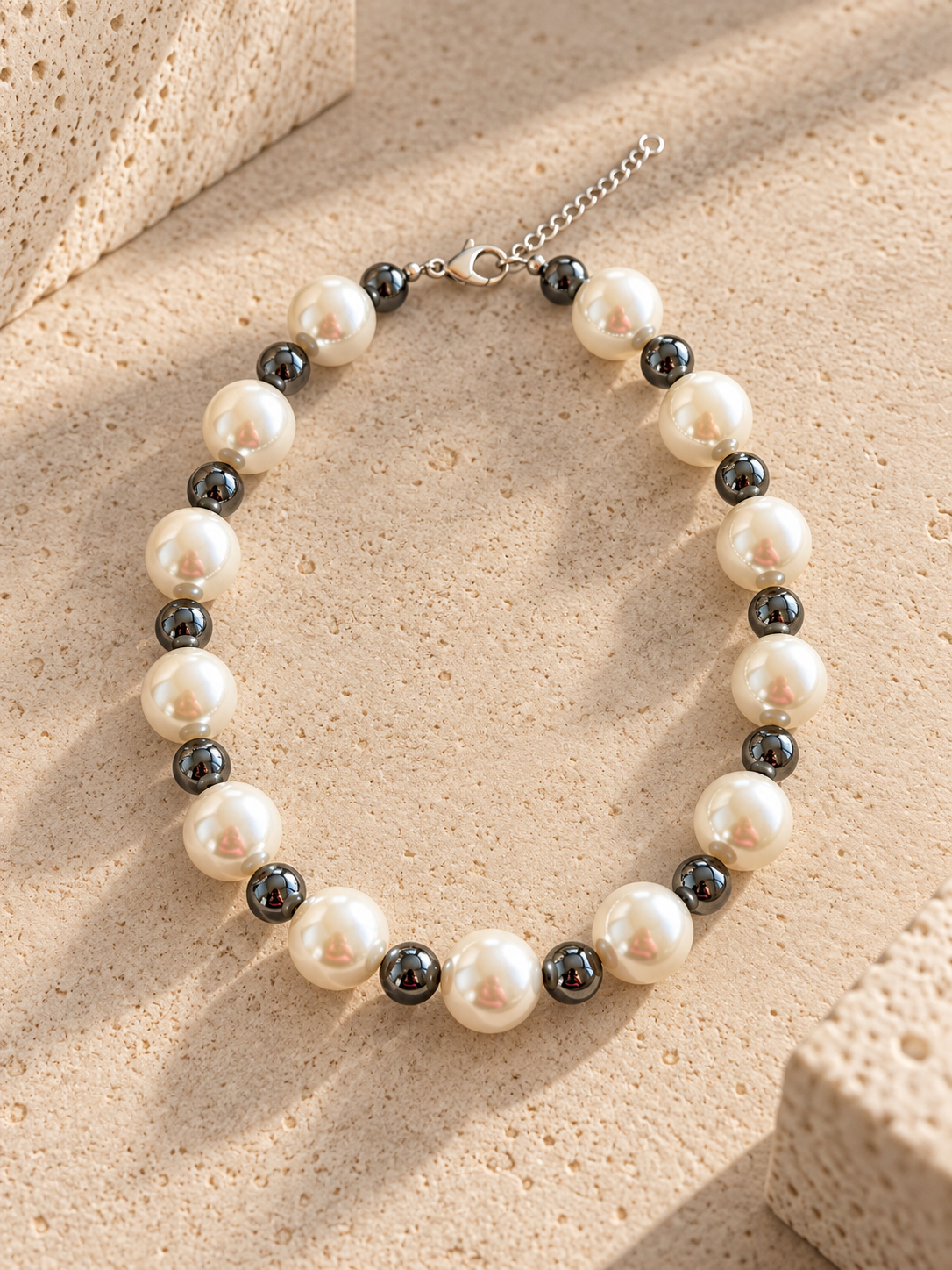 Collar Perla Hematite