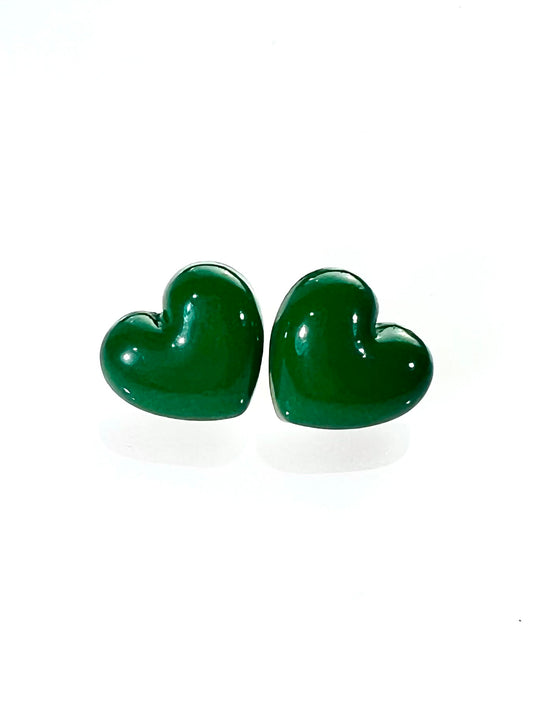 Pendientes corazón verde
