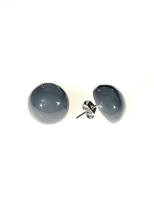 Pendientes media esfera gris