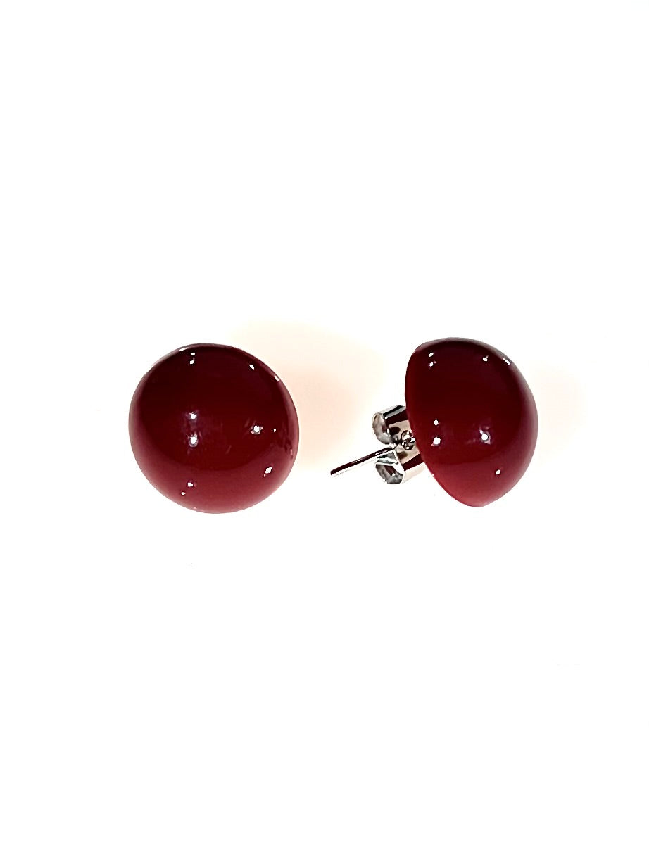 Pendientes media esfera rojo