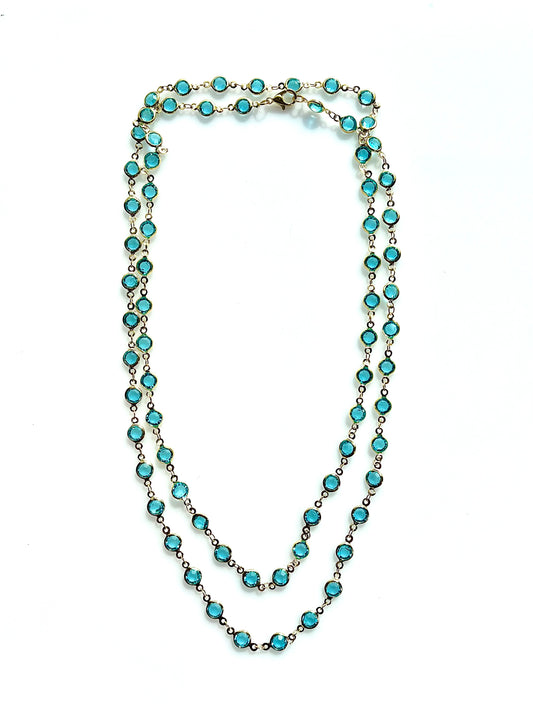 Collar largo Solara azul/ oro