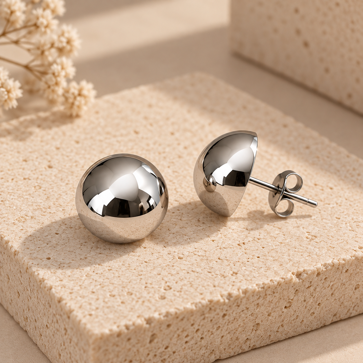 Pendientes media esfera Silver