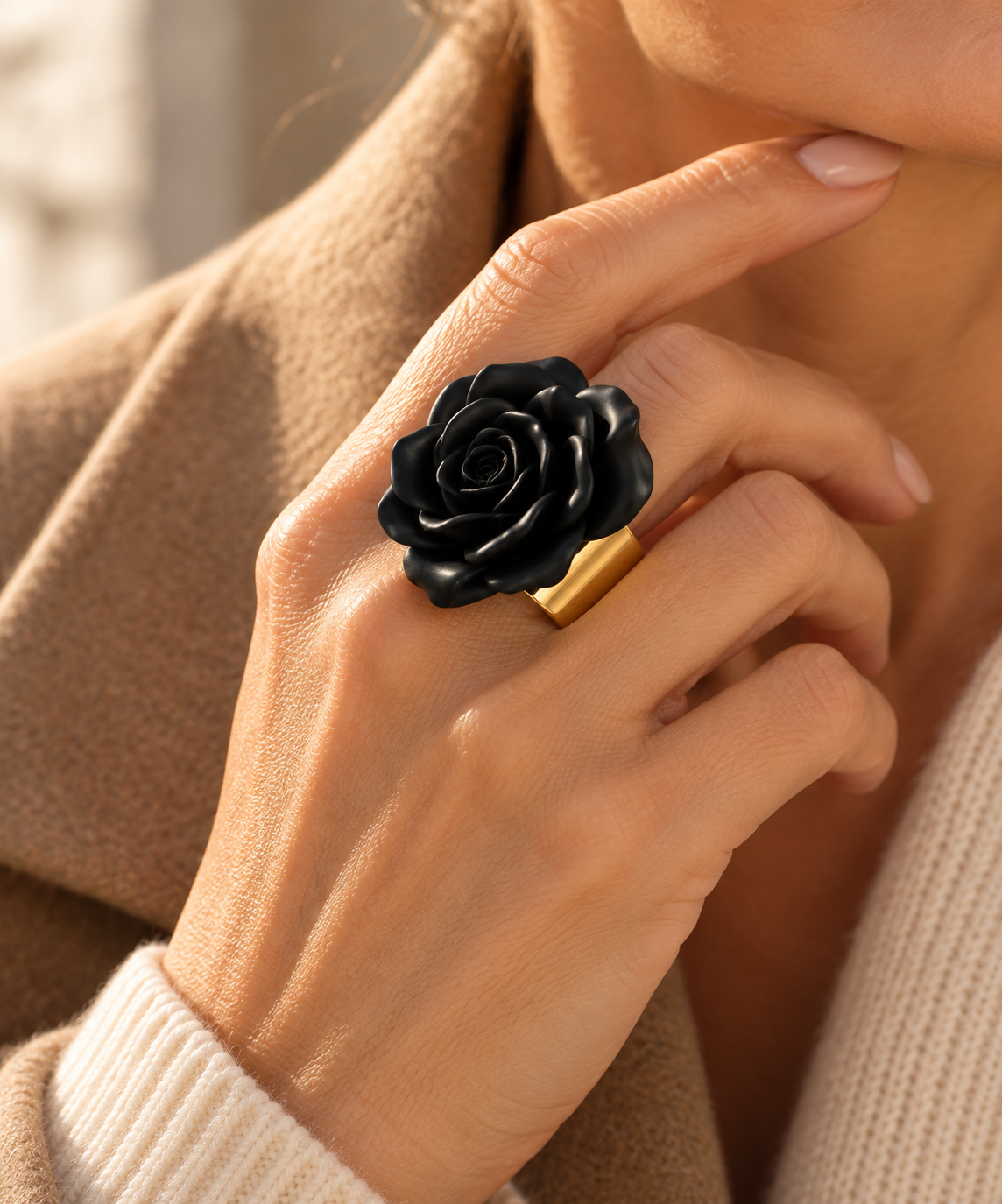 Anillo Camelia Nera