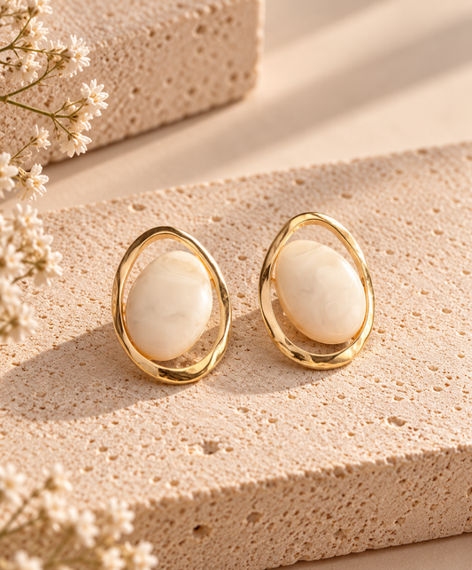 Pendientes Oval Cream
