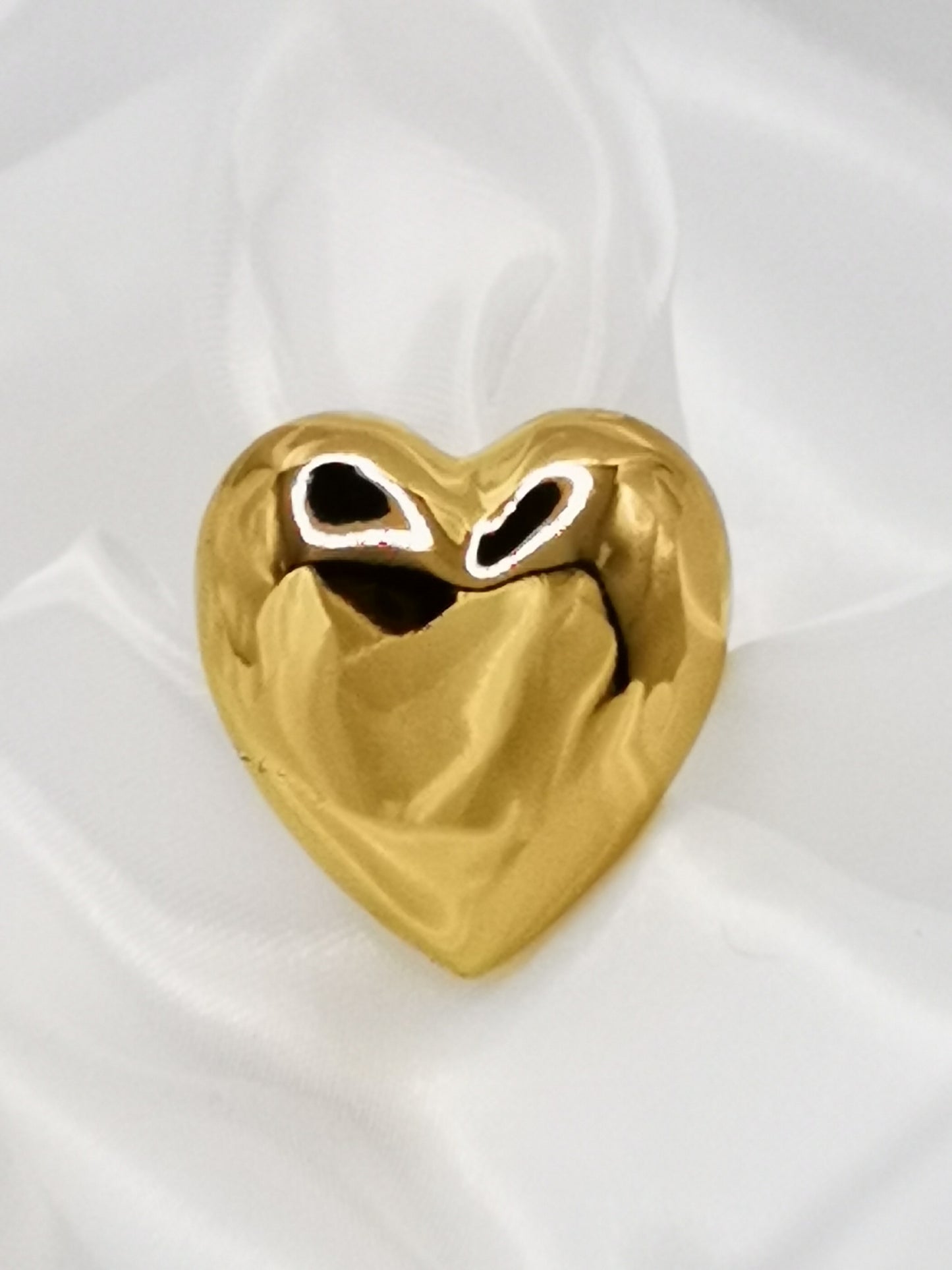 Anillo grande corazón oro